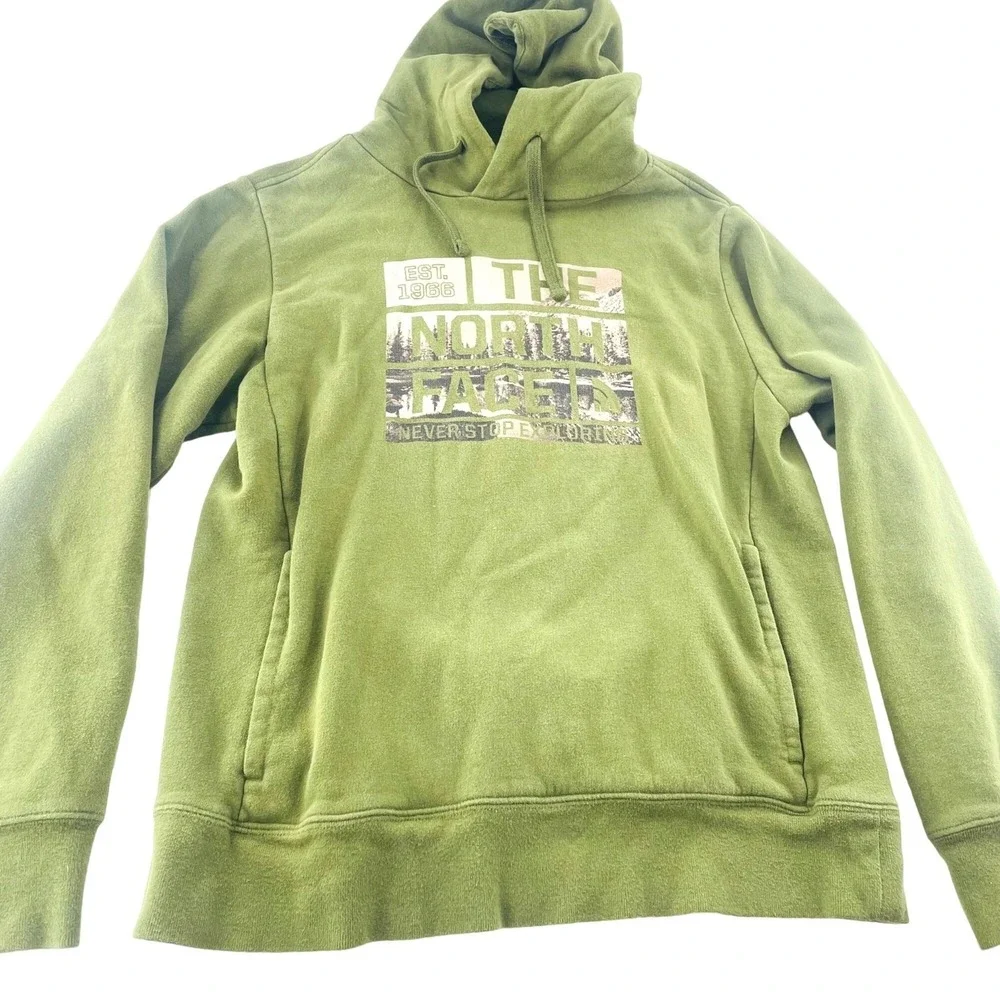 The North Face‎ Mens Hoodie Medium Olive Green Graphic Pullover Sweatshirt M